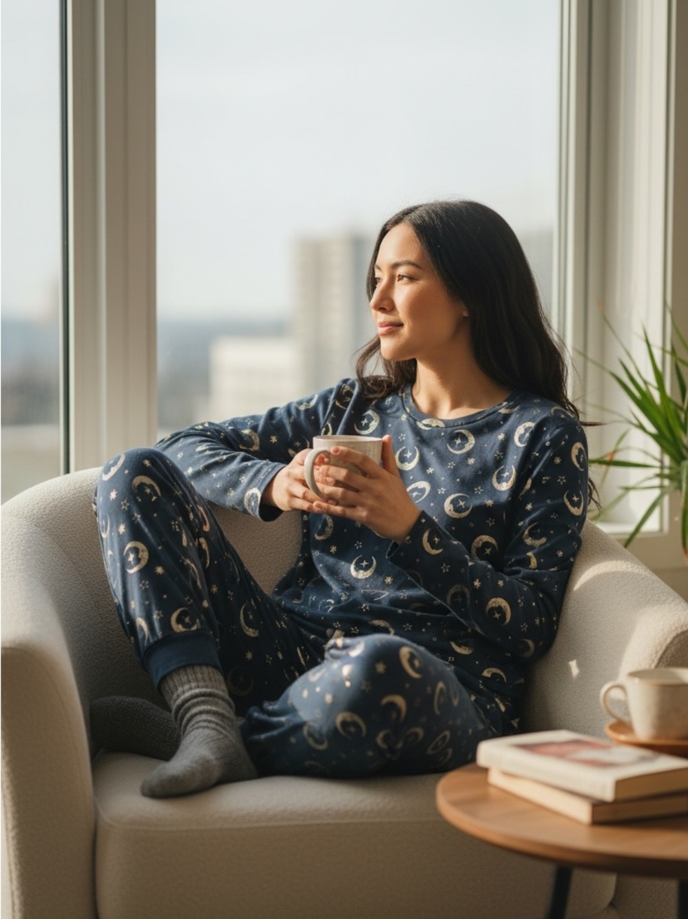 Chelsea Peers Celestial Moon & Stars Navy Pajama Set Small